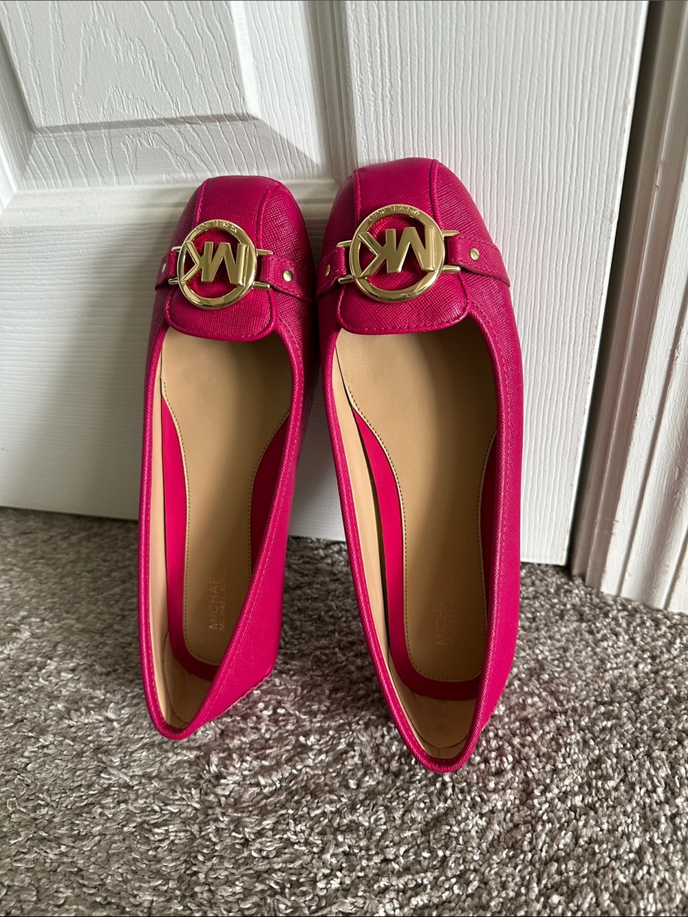 Michael Kors Fuchsia Logo-Embellished Ballet Flats